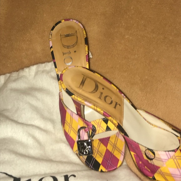 Christian Dior open toe multicolored mule size 5.5 - Picture 5 of 7